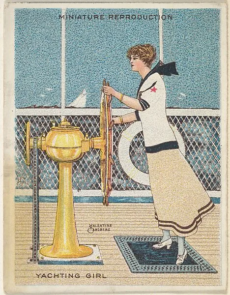 Card 312, Yachting Girl, from the series "Artistic Pictures" (T32), issued by Liggett & Myers Tobacco Company to promote Richmond Straight Cut Cigarettes — Valentine Sandberg|Liggett & Myers Tobacco Company