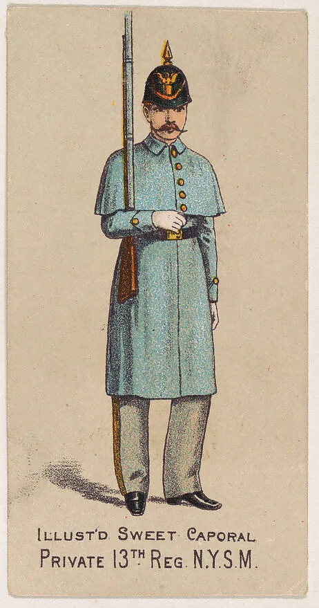 Private, 13th Regiment, New York State Militia, from the Military Series (N224) issued by Kinney Tobacco Company to promote Sweet Caporal Cigarettes — Kinney Brothers Tobacco Company