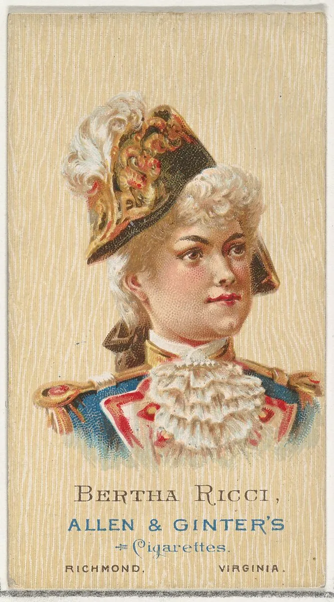 Bertha Ricci, from World's Beauties, Series 2 (N27) for Allen & Ginter Cigarettes — Allen & Ginter|Lindner, Eddy & Claus