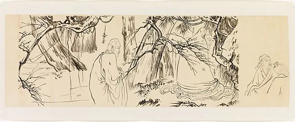 現代 謝稚柳 臨梁楷八高僧圖 鏡片|Bodhidharma and Luohans, after Liang Kai's "Eight Eminent Monks" — Xie Zhiliu