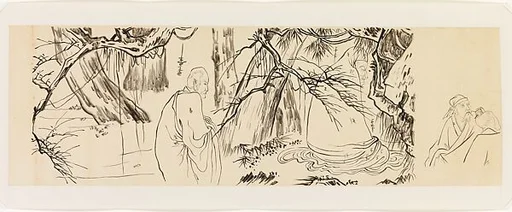 現代   謝稚柳   臨梁楷八高僧圖   鏡片|Bodhidharma and Luohans, after Liang Kai's "Eight Eminent Monks"