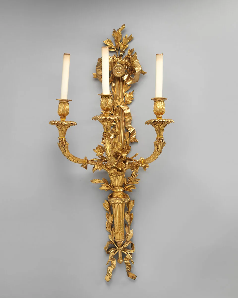 Three-branch wall light (one of a pair) (bras de lumière) — Unknown