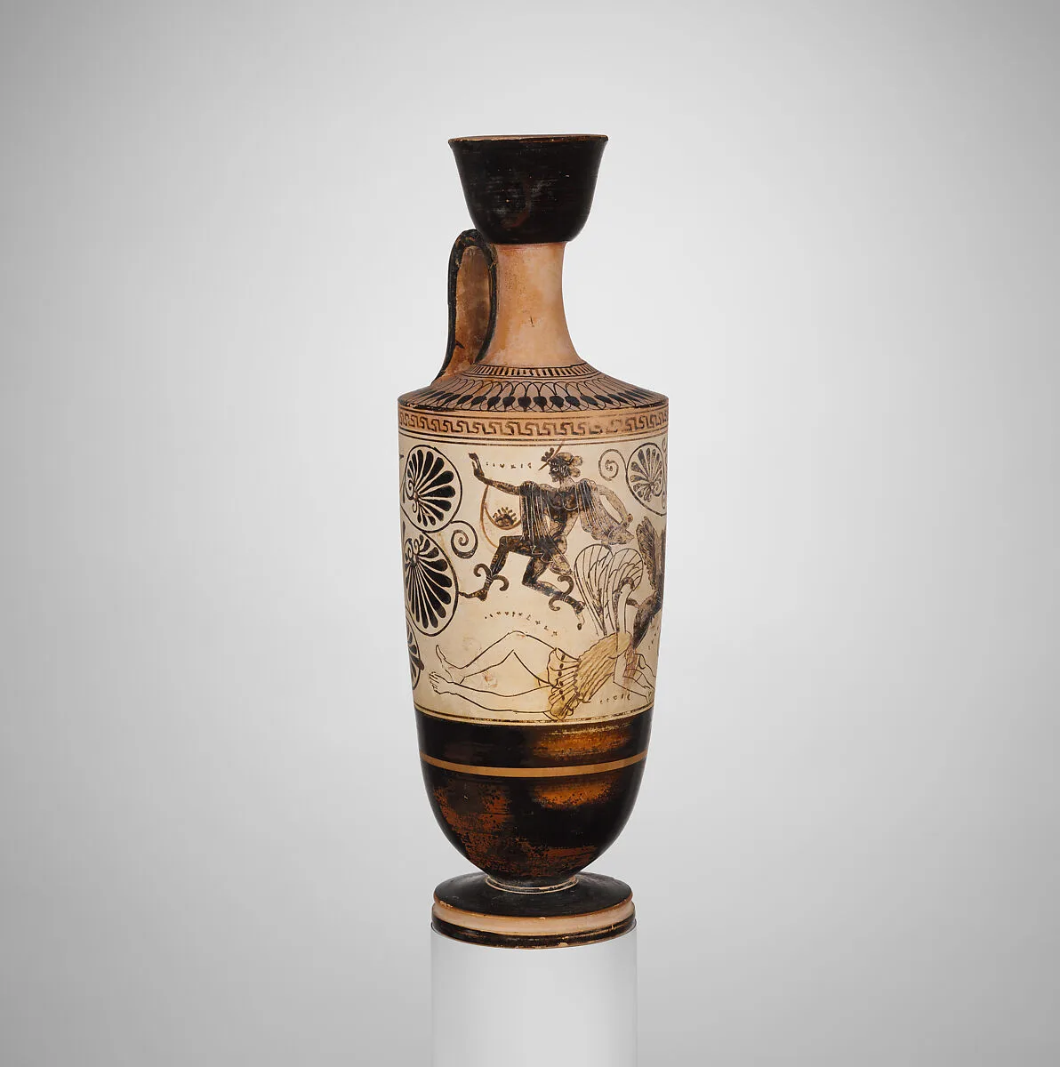 Terracotta lekythos (oil flask) — Diosphos Painter