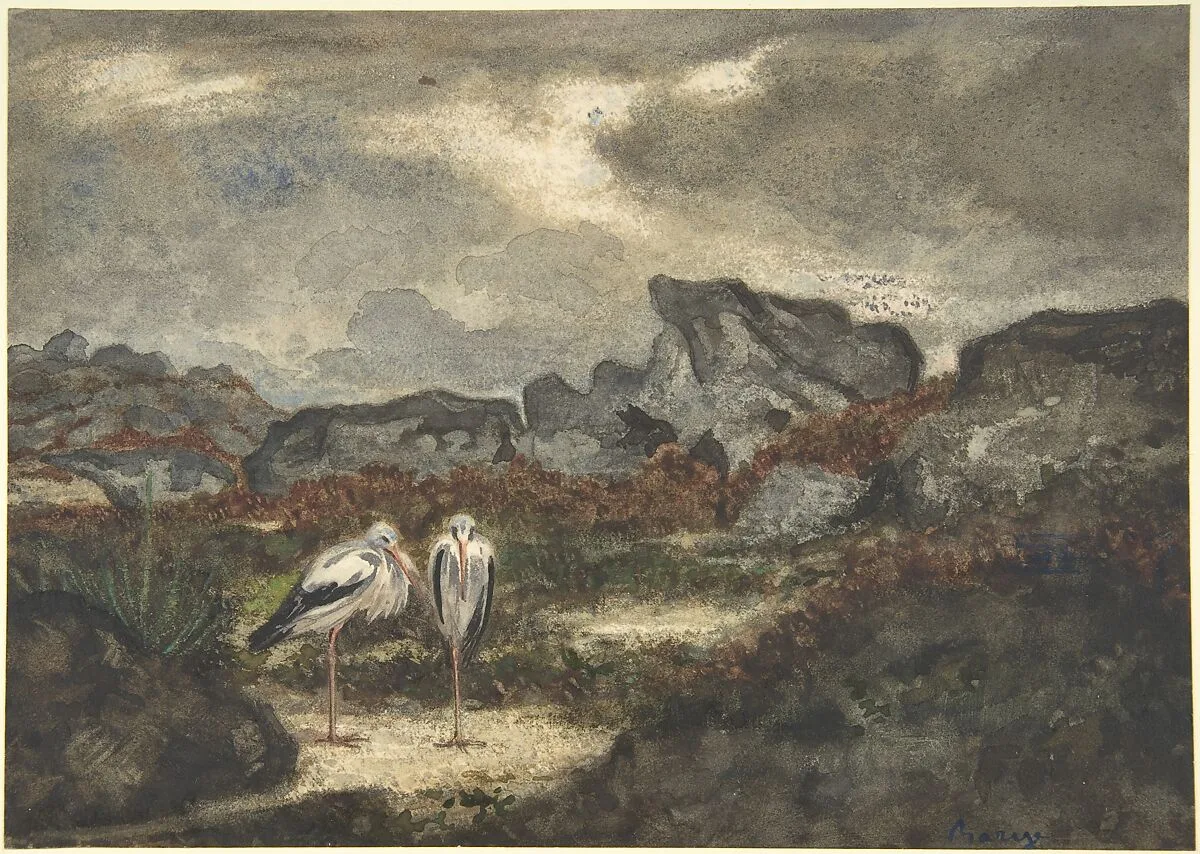 Herons in Landscape — Antoine-Louis Barye
