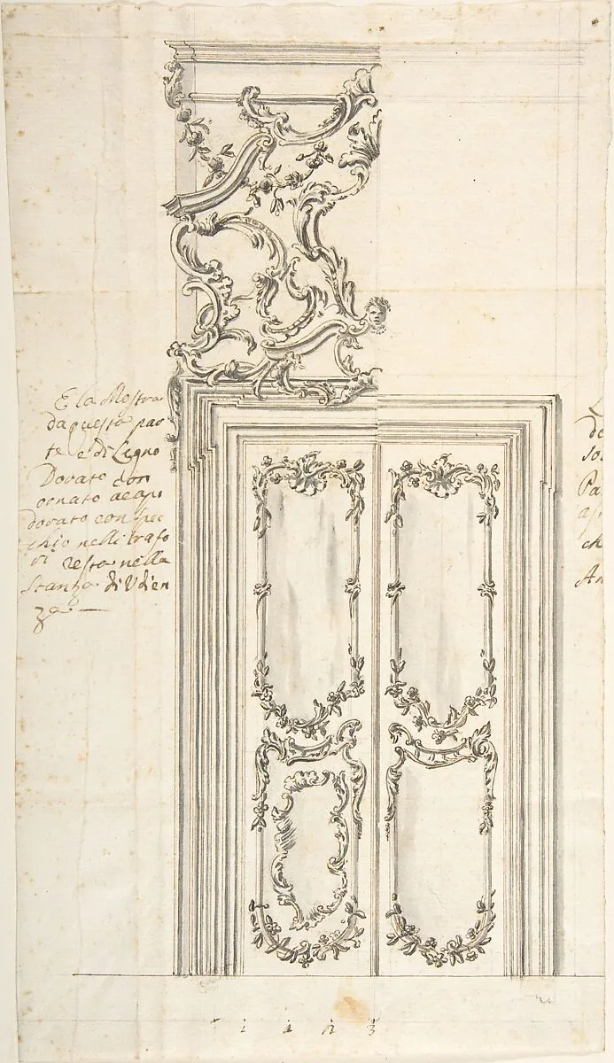 Design for a Door and Stucco Overdoor Decorations — Anonymous, Italian, Bolognese 18th century artist