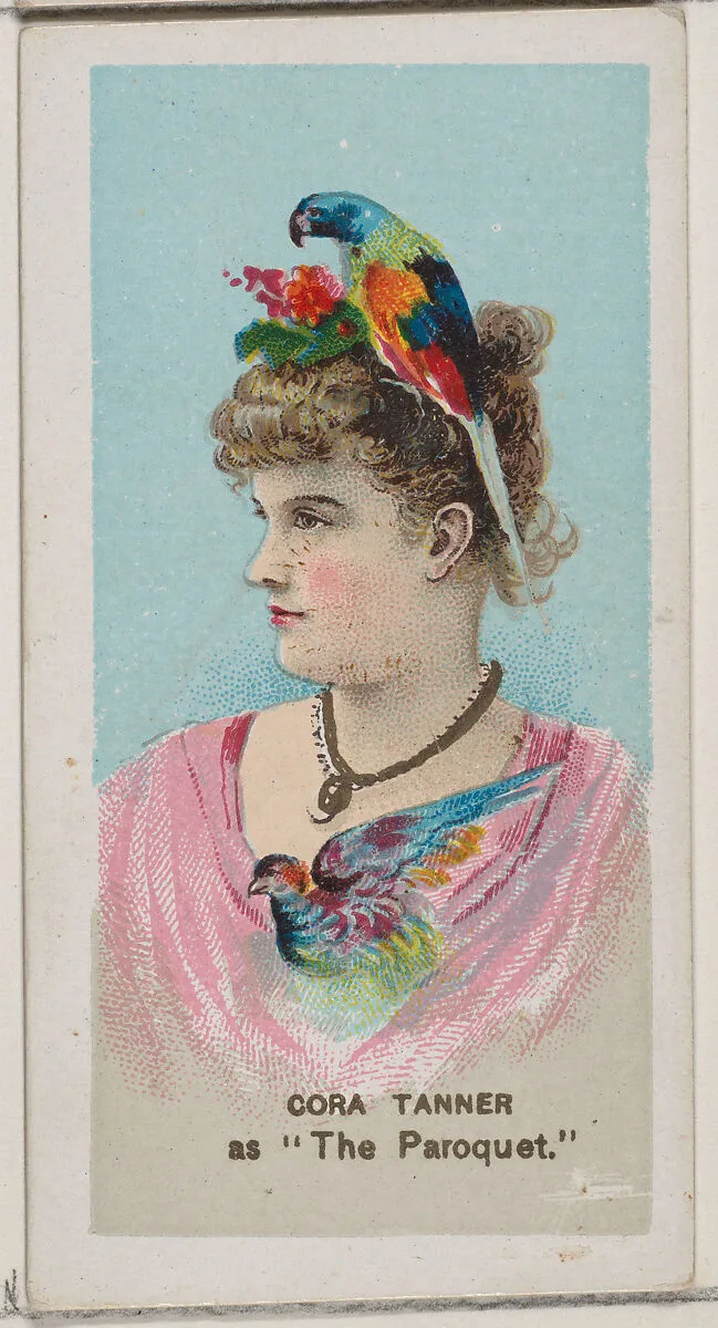 Cora Tanner as "The Paroquet," from the series Fancy Dress Ball Costumes (N73) for Duke brand cigarettes — W. Duke, Sons & Co.|Knapp & Company