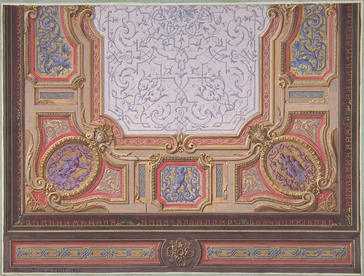 Design for Ceiling of Grand Salon, Hôtel Hope — Jules-Edmond-Charles Lachaise|Eugène-Pierre Gourdet
