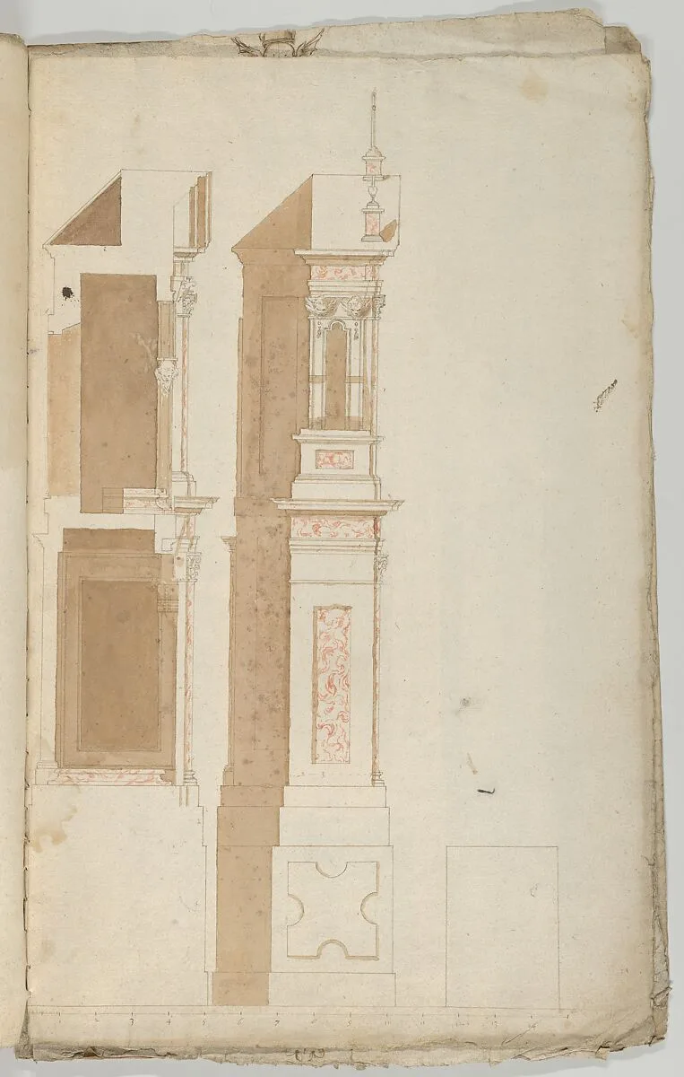 Side view of an Altar with Red Marble to be set against a Wall — Anonymous, Flemish
