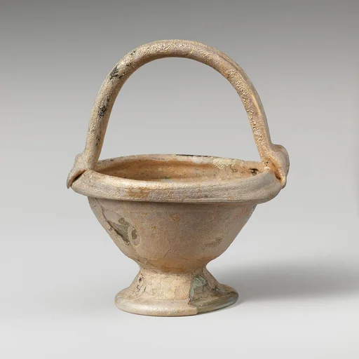 Glass bowl with basket handle