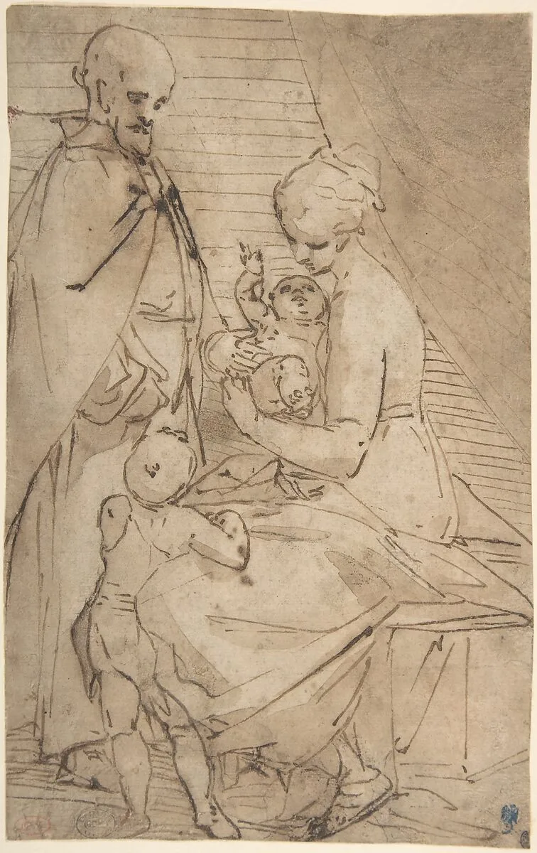 The Holy Family with the Infant Baptist — Luca Cambiaso