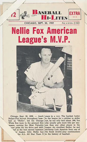 Nellie Fox #72 from Nu-Card Baseball Hi-Lites series (W460) — Nu-Card, Inc.