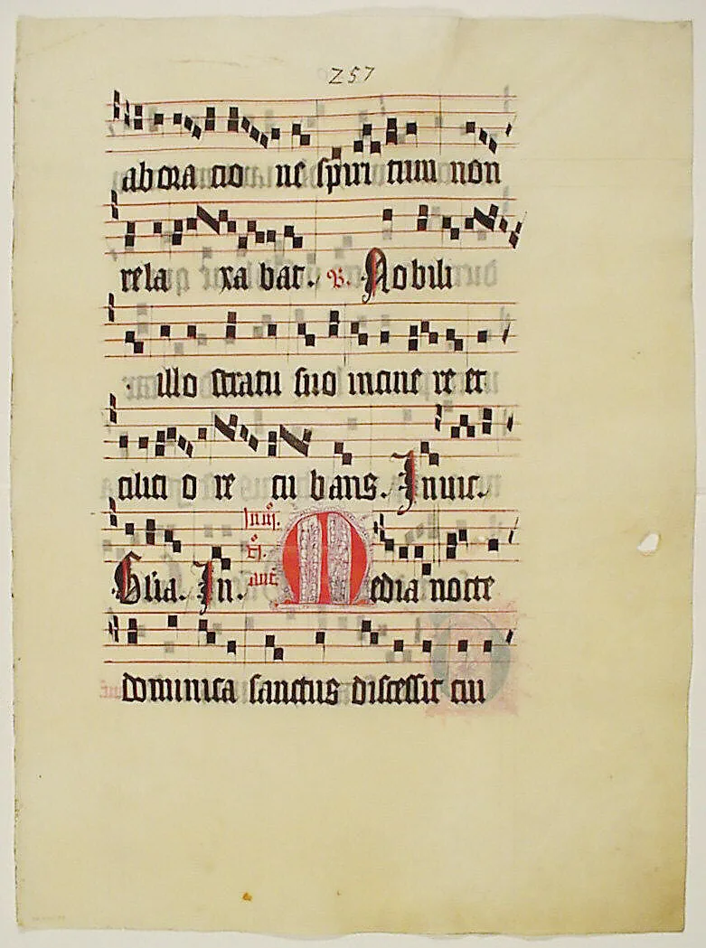 Manuscript Leaf with Initial M, from an Antiphonary — Unknown