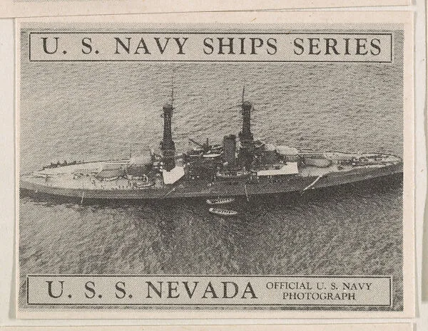 U. S. S. Nevada,, bakery card from the U. S. Planes and Warships series (D85) — Purity Pretzel Company