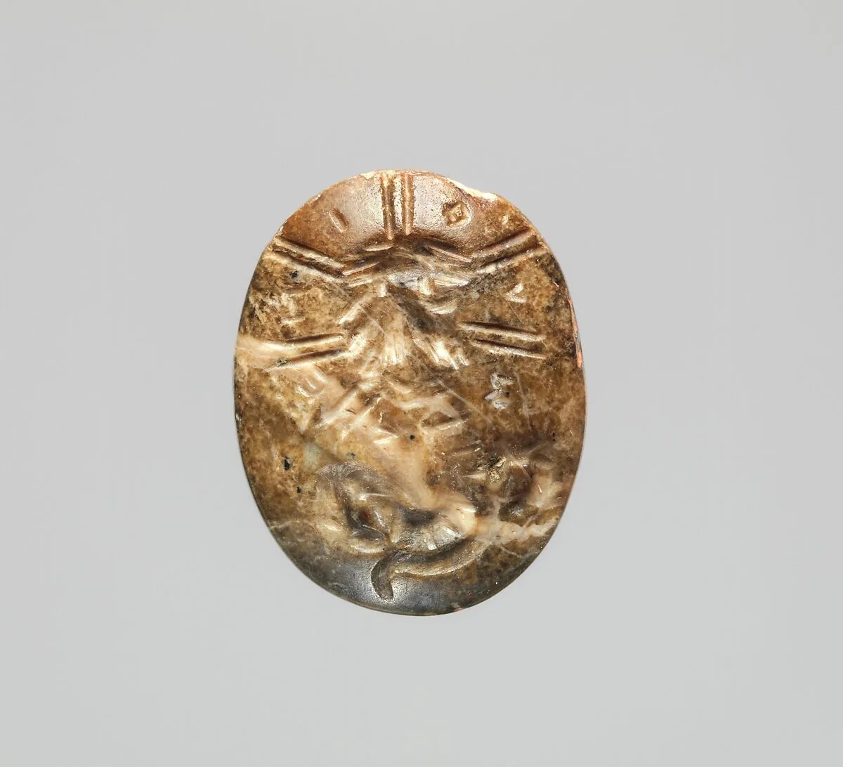 Steatite intaglio: Lion-headed serpent — Unknown