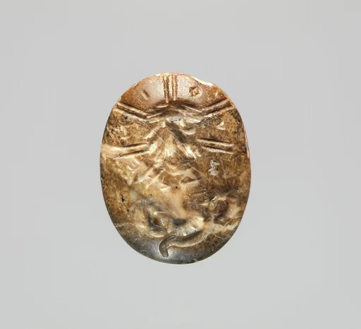 Steatite intaglio: Lion-headed serpent