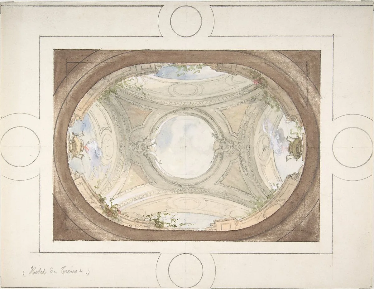 Design for Trompe L'Oeil Ceiling for Dining Room, Hôtel de Trévise — Jules-Edmond-Charles Lachaise|Eugène-Pierre Gourdet