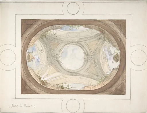 Design for Trompe L'Oeil Ceiling for Dining Room, Hôtel de Trévise