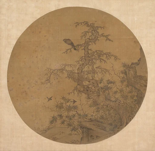 元/明 佚名 古木竹禽圖 團扇|Old Tree, Bamboo, and Birds