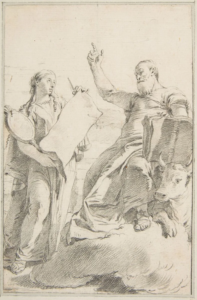 Illustration for a Book: Saint Luke with a Female Allegorical Figure — Giovanni Battista Tiepolo