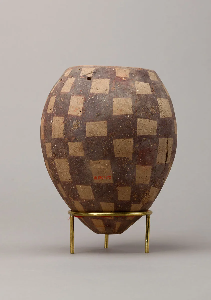 Jar decorated with checkerboard pattern — Unknown