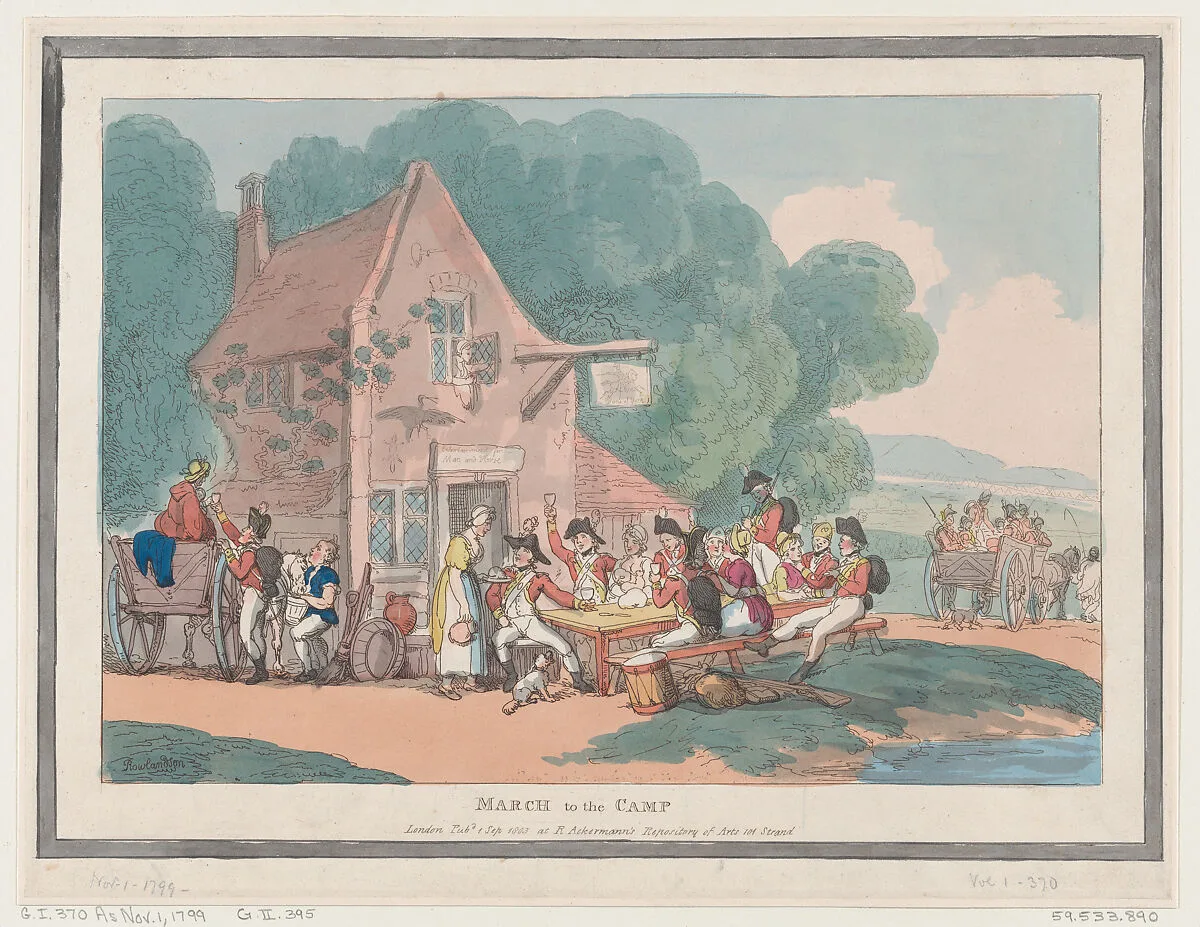 March to the Camp — Thomas Rowlandson|Rudolph Ackermann, London