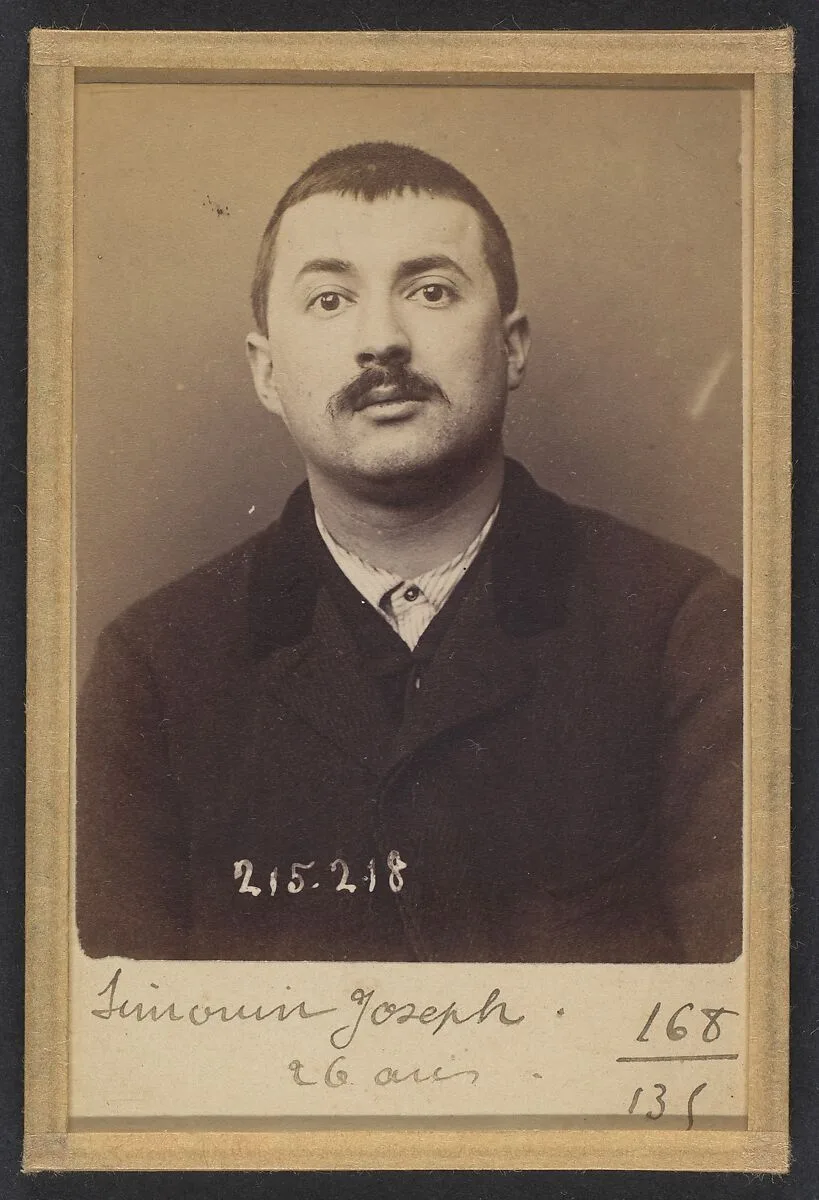 Simonin. Joseph. 26 ans, né à Saint-Maurice (Seine). Gainier. Anarchiste. 6/3/94. — Alphonse Bertillon