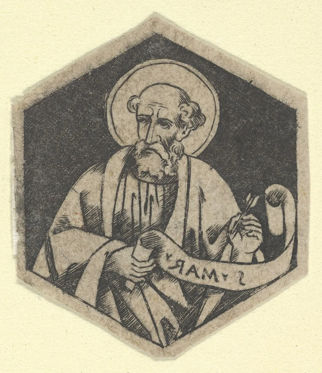 St Mark the Evangelist, holding a banderole (possibly a modern impression) — Anonymous