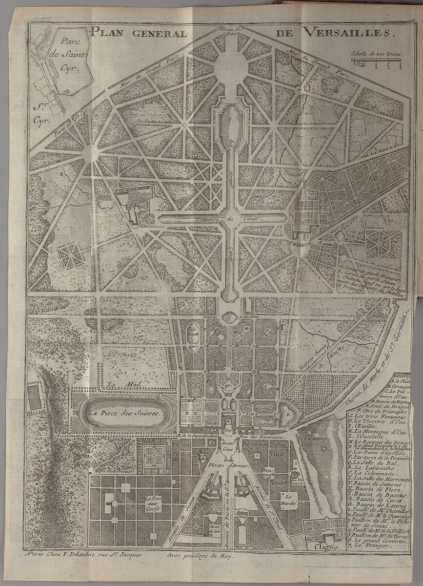 Nouvelle description des chateaux et parcs de Versailles et de Marly : contenant une explication historique de toutes les peintures, tableaux, statues, vases & ornemens qui s'y voient : leurs dimensions : & les noms des peintres, des sculpteurs & des graveurs qui les ont faits — Jean-Aimar Piganiol de La Force