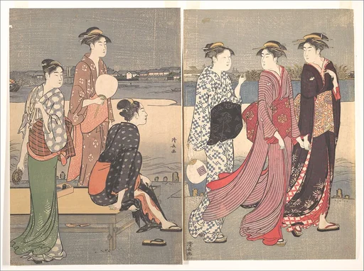 鳥居清長画 大川端の夕涼み|Enjoying the Evening Cool on the Banks of the Sumida River