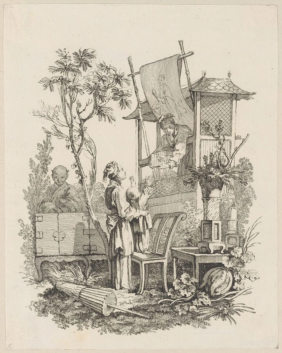 Child Reaching for a Caged Bird — François Boucher|Gabriel Huquier