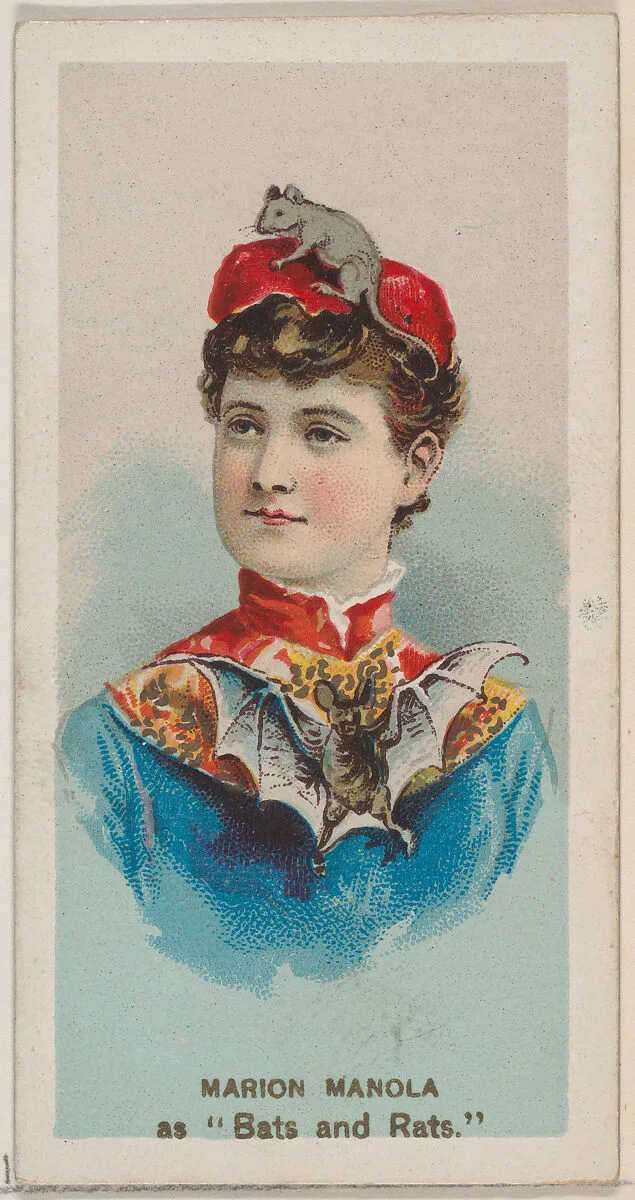 Marion Manola as "Bats and Rats," from the series Fancy Dress Ball Costumes (N73) for Duke brand cigarettes — W. Duke, Sons & Co.|Knapp & Company