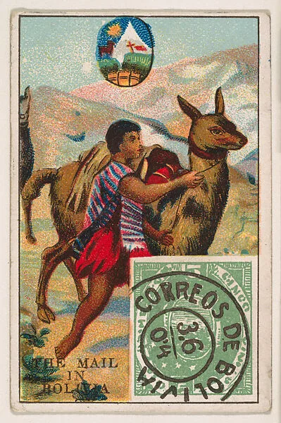The Mail in Bolivia, bakery card from the Stamps and Mail Carriers of All Nations series (D73), issued by the Rochester Baking Company — Rochester Baking Company