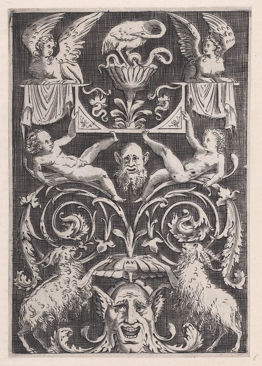 Ornamental Panel — Agostino Veneziano (Agostino dei Musi)|Raphael (Raffaello Sanzio or Santi)|Giovanni da Udine (Giovanni dei Ricamatori)