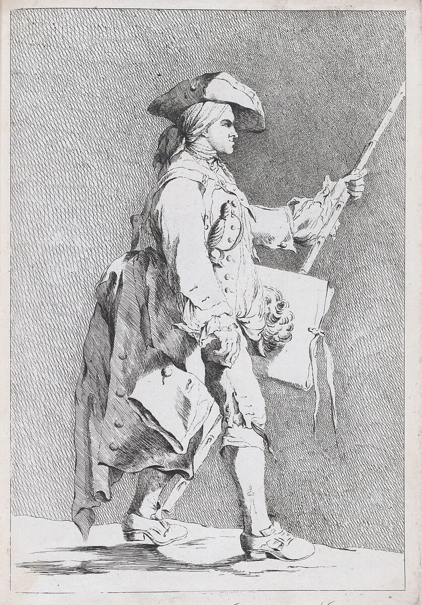 An Artist at the French Academy in Rome (?), pl. V from "Recueil de caricatures" — Ange-Laurent de La Live de Jully|Jacques François Joseph Saly
