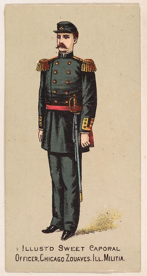 Officer, Chicago Zouaves, Illinois Militia, from the Military Series (N224) issued by Kinney Tobacco Company to promote Sweet Caporal Cigarettes — Kinney Brothers Tobacco Company