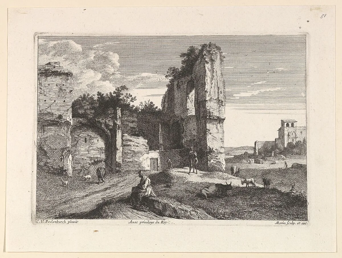 La Vieille Femme Assise — Jean Morin|Cornelis van Poelenburch