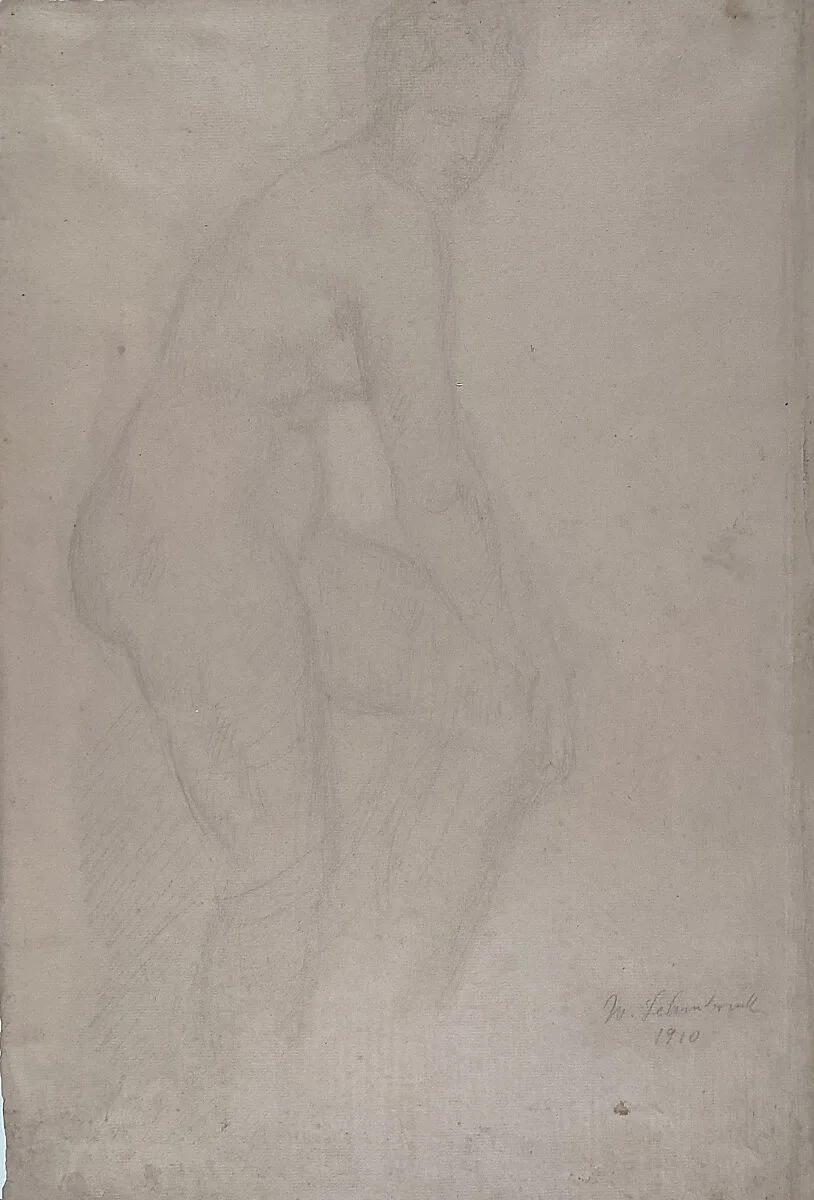 Standing Nude Model, Facing Right — Wilhelm Lehmbruck