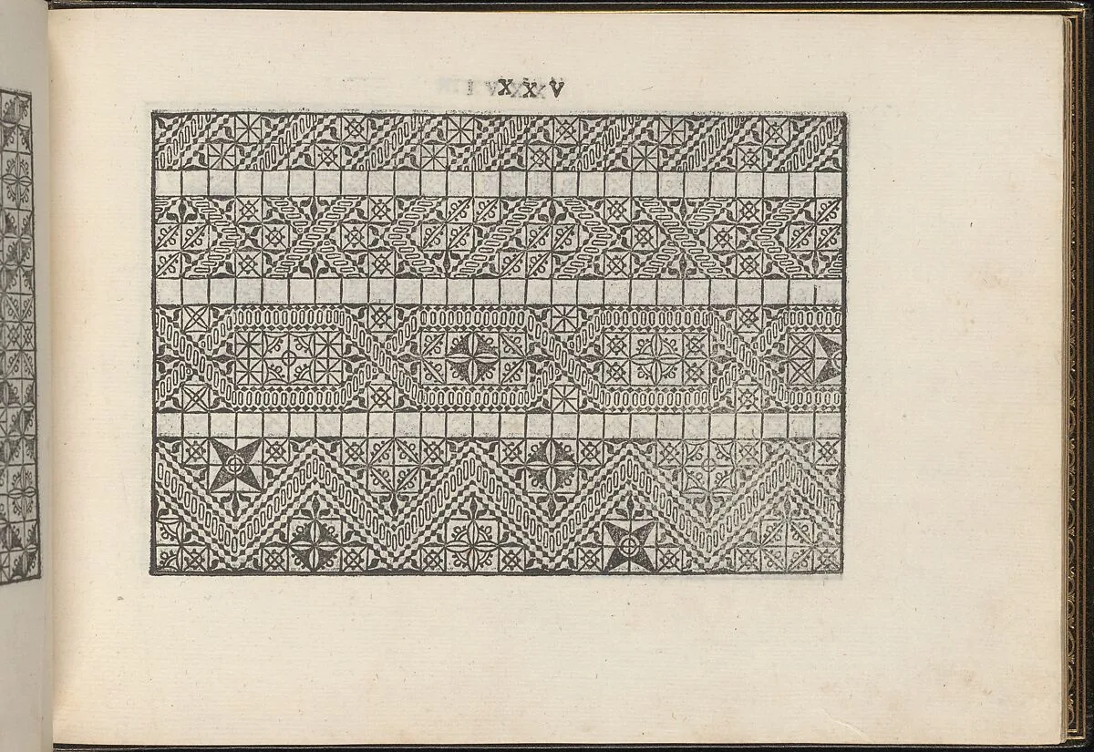 La Vera Perfettione del Disegno di varie sorti di recami, page 13 (recto) — Giovanni Ostaus|Giuseppe Salviati (Giuseppe Porta, called Il Salviati)