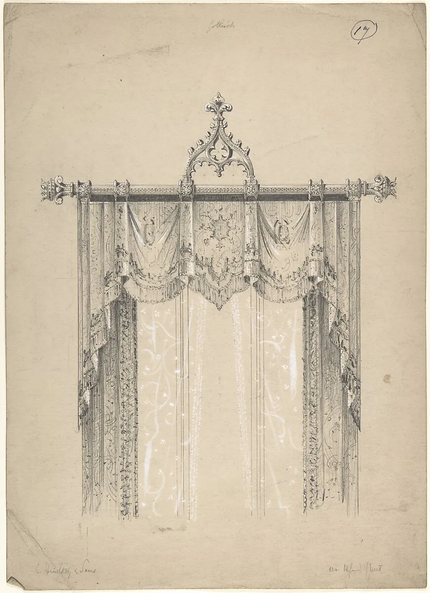 Design for Gothic Curtains and Curtain Rod — Charles Hindley and Sons