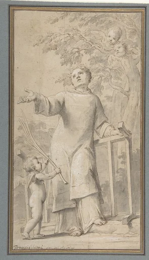 Saint Lawrence Standing and Holding the Grill, Instrument of His Martyrdom