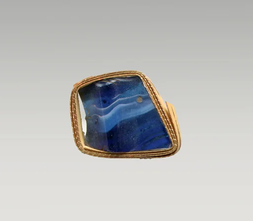 Mosaic glass ribbed bowl fragment