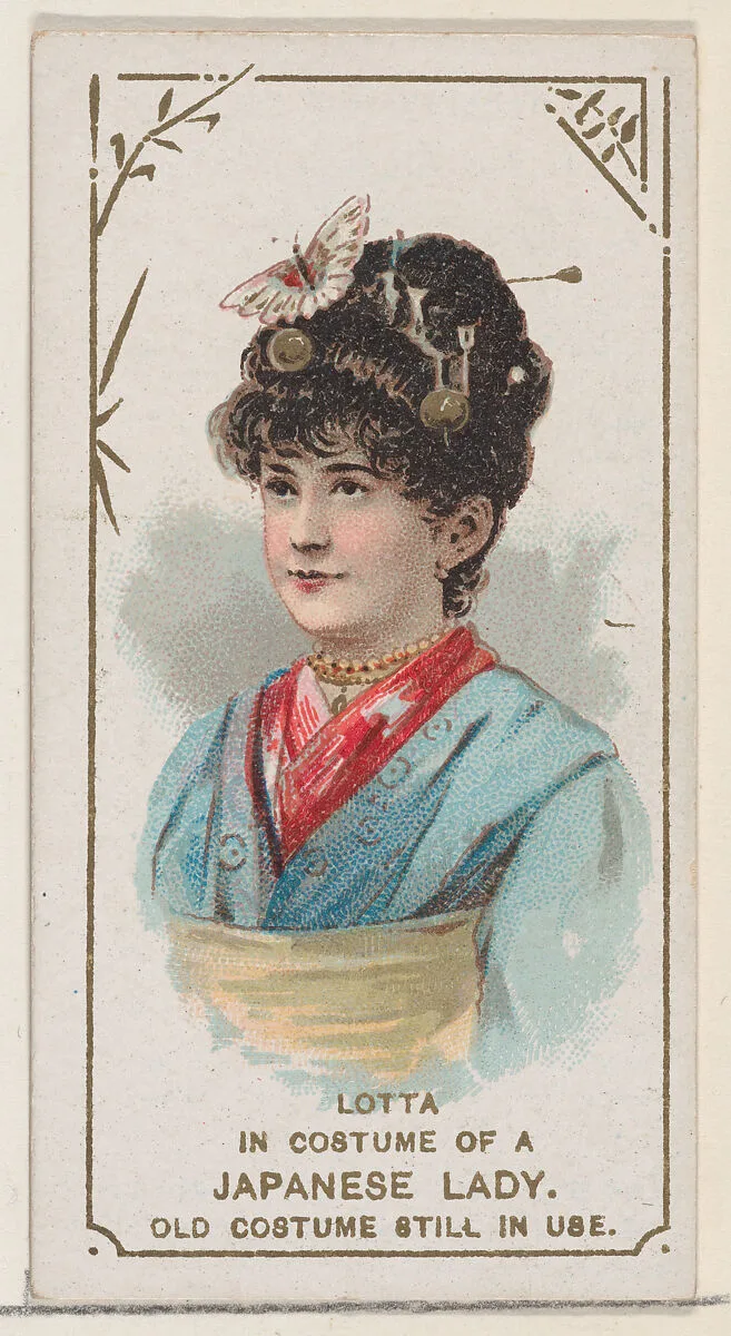 Lotta in the Costume of a Japanese Lady, from the set Actors and Actresses, First Series (N70) for Duke brand cigarettes — W. Duke, Sons & Co.|Knapp & Company