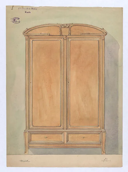 Design for a Large Armoire in the Art Nouveau Style — Edward Colonna|Georges de Feure