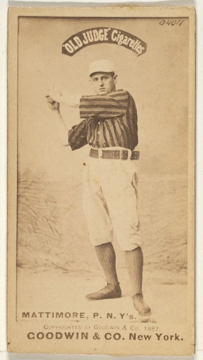 Michael "Mike" Joseph Mattimore, Pitcher, New York, from the Old Judge series (N172) for Old Judge Cigarettes — Goodwin & Company