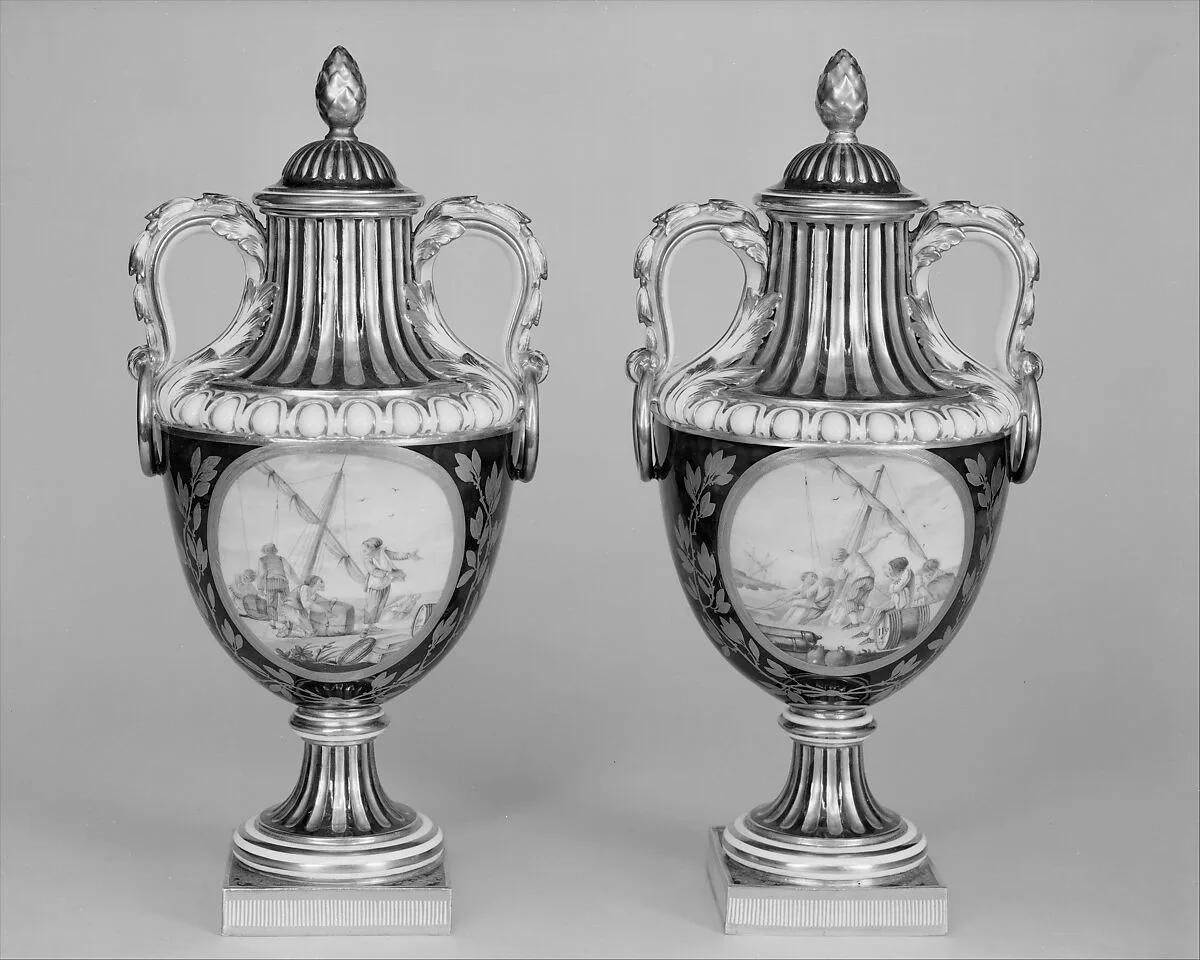 Vase with cover (vase de coté de Paris) (one of a pair) — Sèvres Manufactory|Jean-Louis Morin|Nicholas Petit (Petit l'aîne)|Etienne-Henry Le Guay|Pierre-Adrien Paris