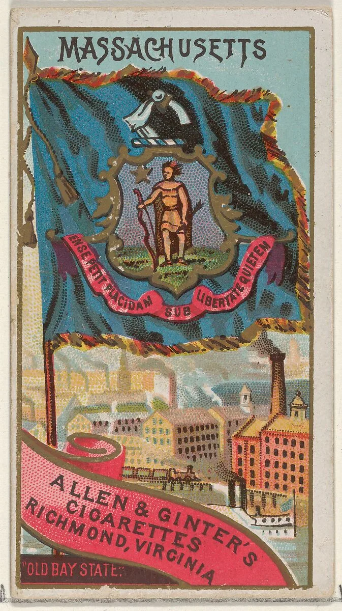 Massachusetts, from Flags of the States and Territories (N11) for Allen & Ginter Cigarettes Brands — Allen & Ginter