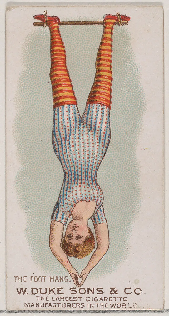 The Foot Hang, from the Gymnastic Exercises series (N77) for Duke brand cigarettes — W. Duke, Sons & Co.