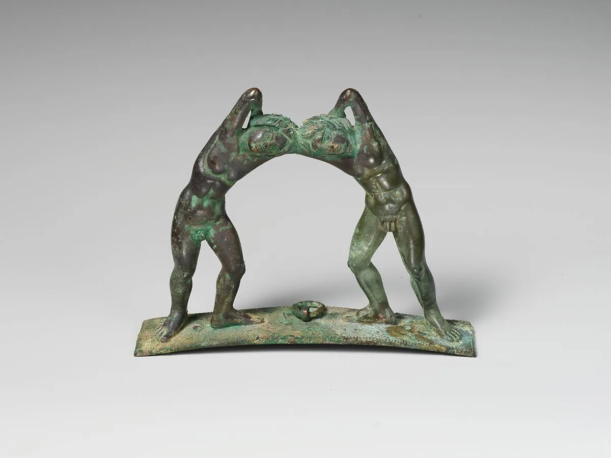 Bronze handle from a cista (toiletries box) — Unknown