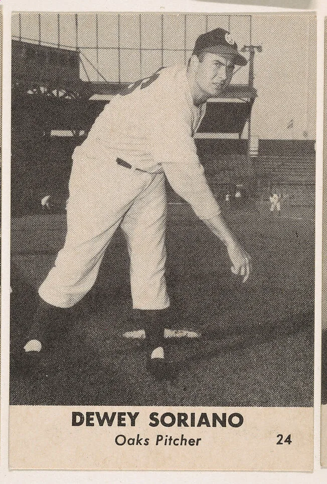 Dewey Soriano, Oaks Pitcher, No. 24, from the Oakland Baseball Players (Oaks) series (D317), issued by Sunbeam Bread and Remar Bread — Remar Baking Company|Sunbeam Bread