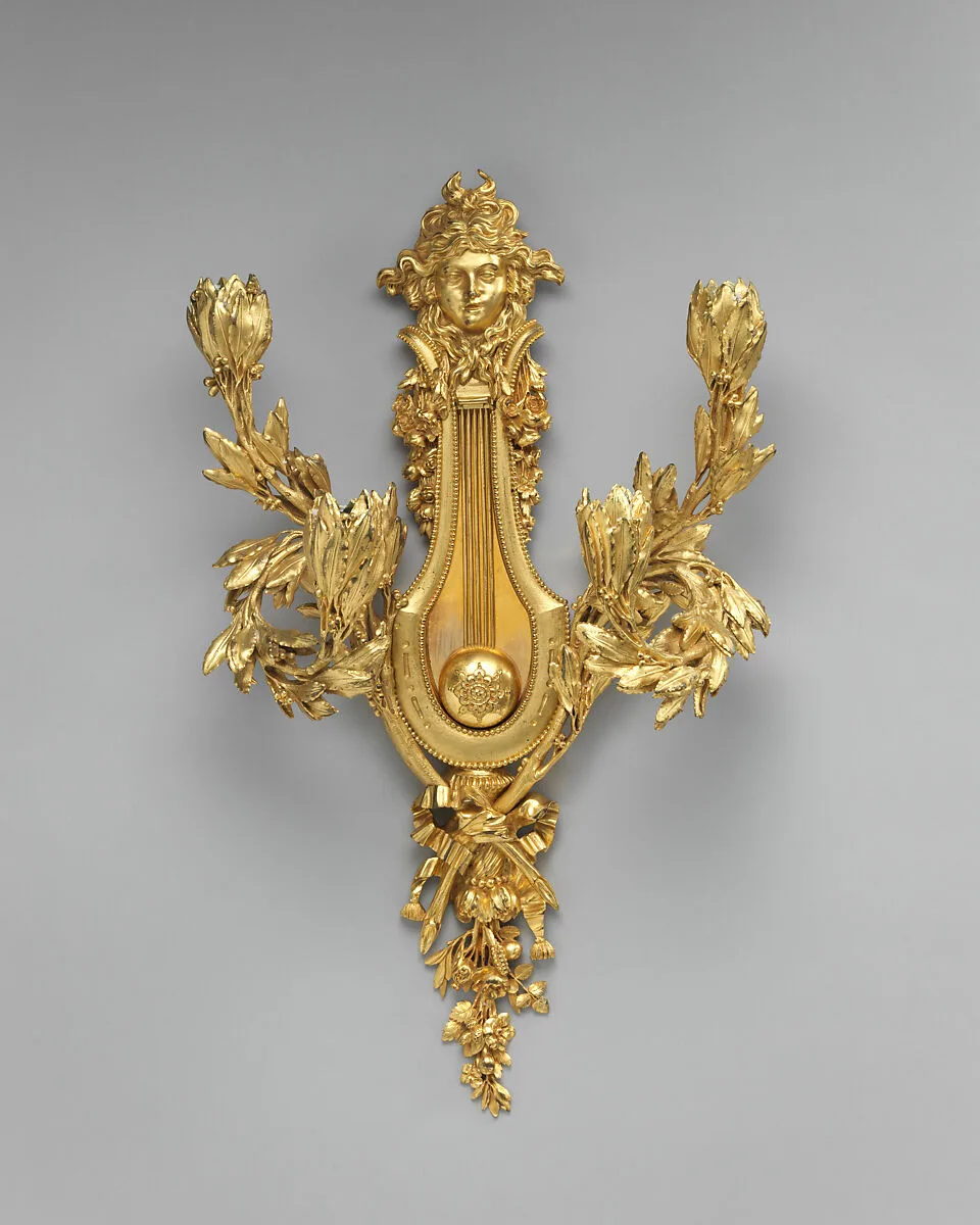 Four-branched wall light in form of lyre (one of a set of four) — Unknown